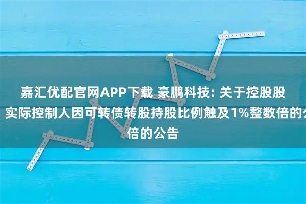 嘉汇优配官网APP下载 豪鹏科技: 关于控股股东、实际控制人因可转债转股持股比例触及1%整数倍的公告